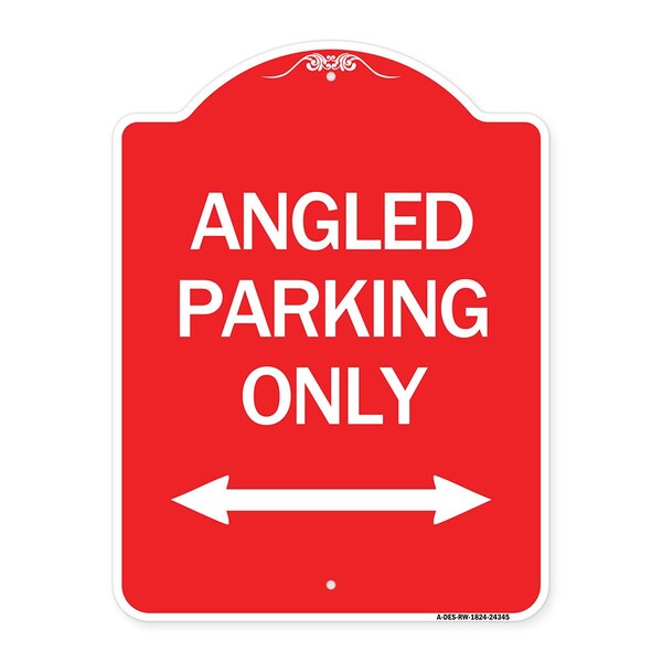 Signmission Angle Parking W/ Bidirectional Arrow, Red & White Aluminum Sign, 18" x 24", RW-1824-24345 A-DES-RW-1824-24345 - main